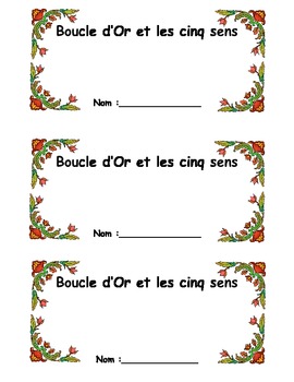 Preview of French Activity book Boucle d'or & Les 5 sens (Notebook story available)