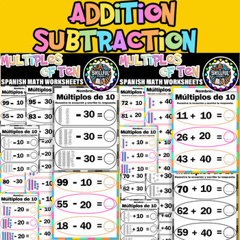 Preview of French Addition & Subtraction  Multiples of Ten Worksheets First Grade