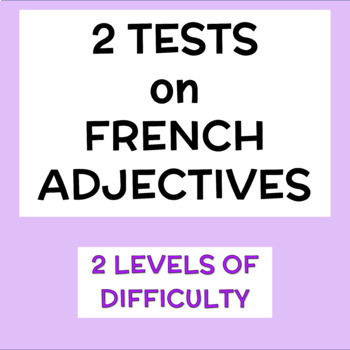 Preview of French Adjectives - 2 Tests (2 levels of difficulty)
