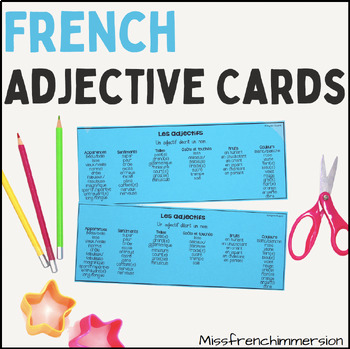 Preview of French Adjectives: Word Cards - Les adjectifs: Cartes