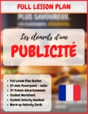 French Advertisement Lesson Plan - en français - Parts of 