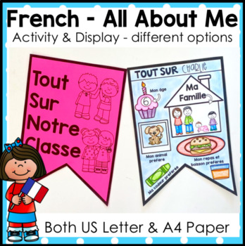 Preview of French All About Me Activity - Worksheet and Bunting