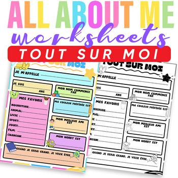 Preview of French All About Me Worksheet  Activities for  Centers  | Tout sur moi