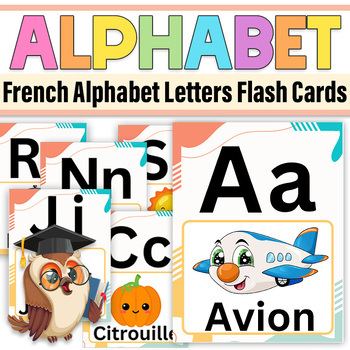 Preview of French Alphabet  ABC Flashcards & Posters Classroom Decor