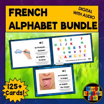 Preview of FRENCH ALPHABET BOOM CARDS ⭐ French Digital Flashcards ⭐ Task Cards L'Alphabet
