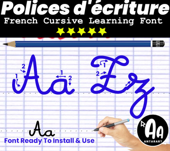 Preview of French Alphabet Cursive Font -Arrows- ( Police d'écriture cursive )