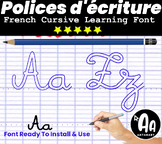 French Alphabet Cursive Font -Outlined-( Police d'écriture