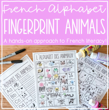 Preview of French Alphabet Fingerprint Animal Doodles // Kindergarten Literacy Fun!