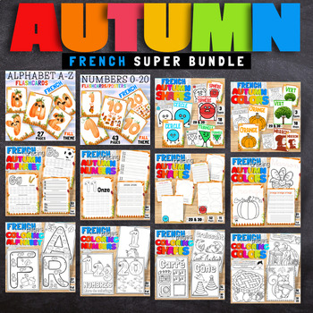 Preview of French Alphabet, Numbers, Colors & Shapes Autumn Theme Beginners Super Bundle