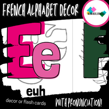 Preview of French Alphabet Poster Display with Pronunciation | Monstera Plant Theme