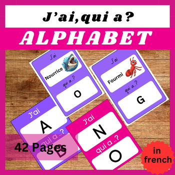 Preview of French Alphabet Safari Bundle: 'I Have, Who Has?' Game, Zoo Animal Flashcards
