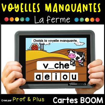 Preview of French Alphabet-Vowels | Les voyelles manquantes BOOM Cards Distance Learning