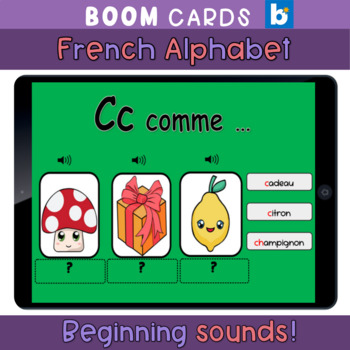 Preview of French immersion BEGINNING SOUNDS self-checking cards sorting activity AUDIO FSL
