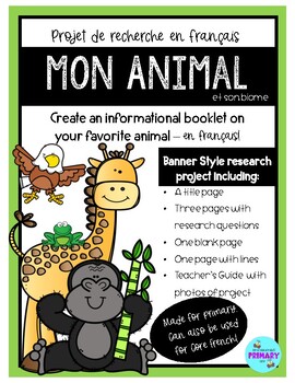 Preview of French Animal Research Project - Banner Style