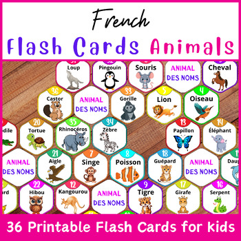 Preview of French Animal Vocabulary Flashcards - Tailored for Special Education