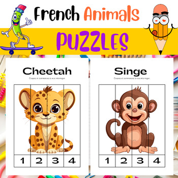 Preview of French Animals Adventure: Matching Puzzles for Special Education - Casse-tête .