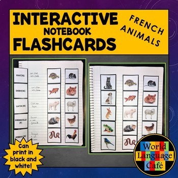 Preview of French Animals Flashcards Interactive Notebook Flashcards Les Animaux