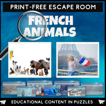 Preview of French Animals Quiz Escape Room