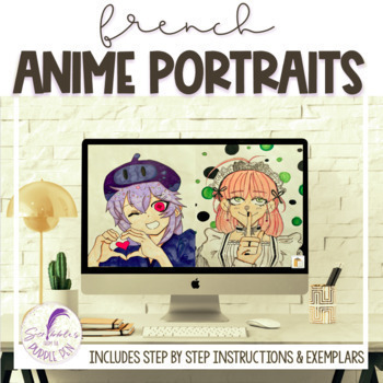 Preview of French Anime Portrait Art Project - Google Slides Version