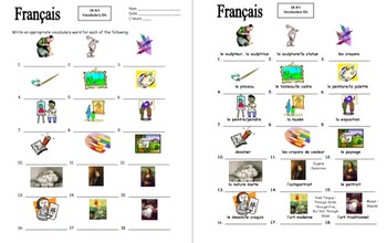 french art 18 vocabulary image ids worksheet by sue