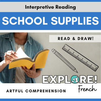 Preview of French | Artful Reading Comprehension - School Supplies (EDITABLE!)