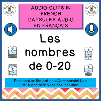 Preview of French Audio Clips Numbers 0-20 | Capsules Audio Nombres 0-20