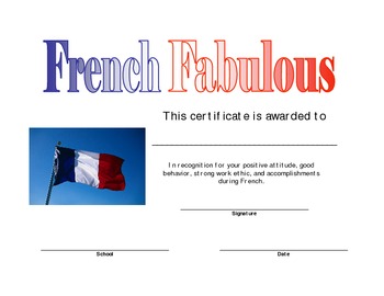 Preview of French Award Certificate