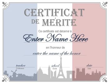 Preview of French Award Certificate
