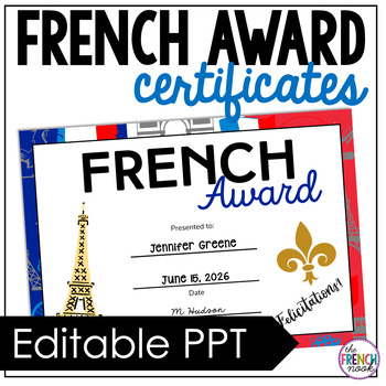 Preview of French Award Certificates EDITABLE | FSL classroom rewards