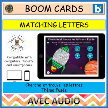 Preview of FRENCH TRANSPORTATION LETTER MATCH SPACE | Boom Card | Lettres Fusée Transport 