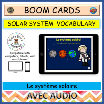 Preview of FRENCH SPACE VOCABULARY SOLAR SYSTEM | Boom Cards | L'espace Système solaire Voc