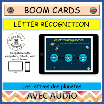 Preview of FRENCH ALPHABET RECOGNITION SPACE | Boom Cards | Lettres Planètes L'espace