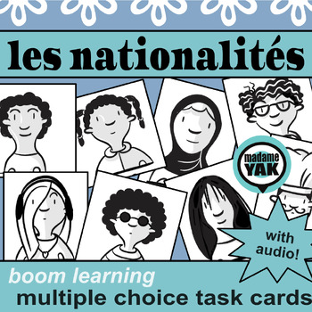 Preview of French BOOM Cards les nationalités with audio