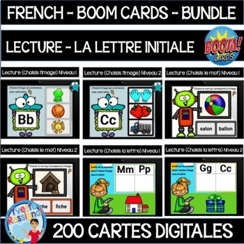 Preview of French Distance learning with Boom Cards |  La lecture la lettre initiale BUNDLE