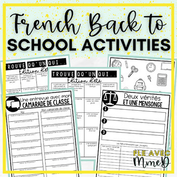 Preview of French Back to School Activities Pack - Activités pour la rentrée scolaire