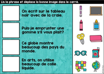 French Back to School Drag and Drop - Rentrée - Phrases simples - BOOM Cards
