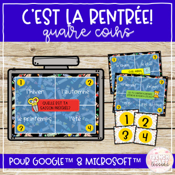 Preview of French Back to School Four Corners Digital Game | La rentrée