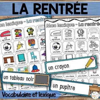 Preview of French Back to School Vocabulary - Rentrée scolaire - Mur de mots et lexique