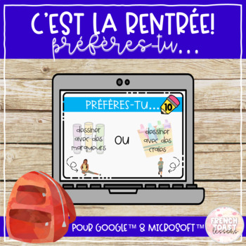 Preview of French Back to School Would You Rather Digital Slides | La rentrée