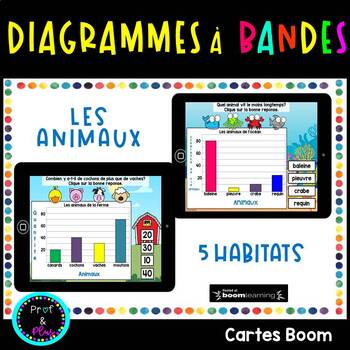 Preview of French Bar Graphs | Les diagrammes à bandes - Les animaux BOOM Cards