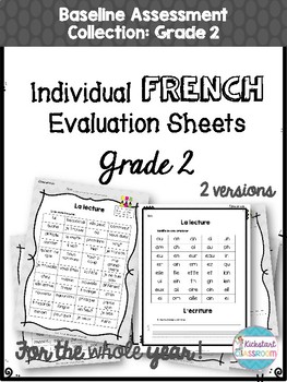 Preview of French Baseline Assessment Evaluation Sheets - Grade 2 by Kickstart Classroom