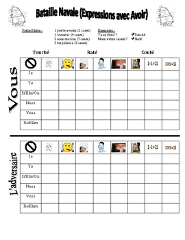 French Battleship with Avoir Expressions - Bataille Navale | TpT