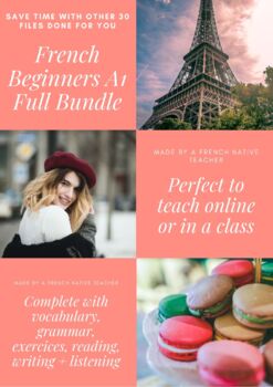 Preview of French Beginner A1 Bundle Lessons Gram, Read, Listen, Write, Speak + activities