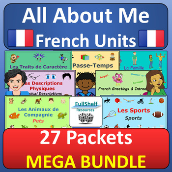 Preview of French Beginners Basics Je Me Présente All About Me in French Units MEGA BUNDLE