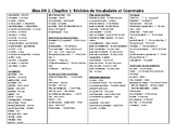 French Bien Dit 2 Chapter 1 vocab and grammar review handout