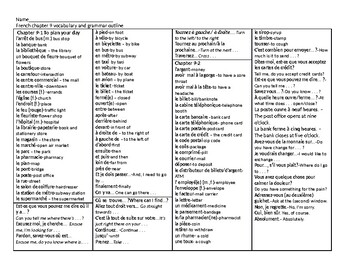 Preview of French Bien dit 1 chapter 9 review of vocabulary and grammar notes handout