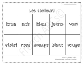 French Bingo - Les couleurs - Colour Bingo - loto- For In-class or ...