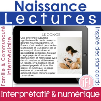 Preview of French Birth Reading Performance Task No prep Comprehensible Input Naissance