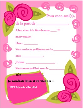 French Birthday invite 6 of 6-Writable PDF & Printable by Madame Thomas