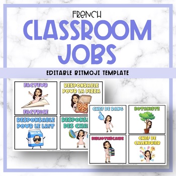 Preview of FRENCH Classroom Jobs - Editable Templates - Les responsabilités